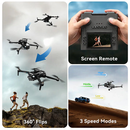 Drone with 4.3″ Foldable HD Screen Controller, 1080P HD Camera Drone for Beginners with Obstacle Avoidance, Optical Flow,Brushless Motor, 40-Min Flight Time, Easy to Fly