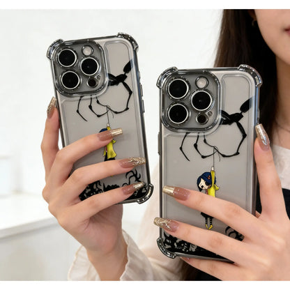 Anime C-Coraline Case for Iphone 17 Air 17 16 15 14 13 12 11 Pro Max plus Luxury Transparent Soft TPU+PC Shockproof Protective Casing Anti-Drop Full Score Impact Dispersal