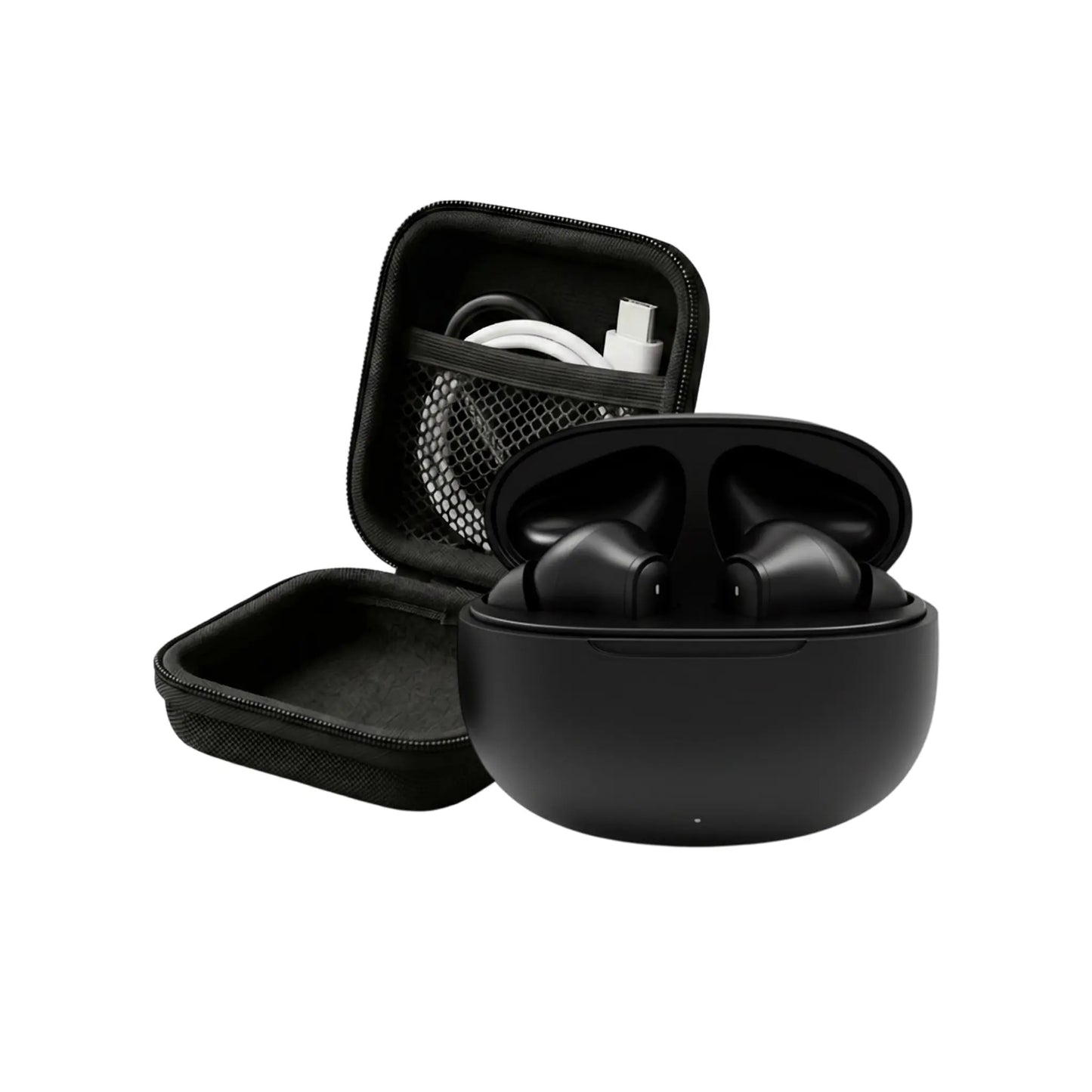 Wireless Noise-Cancelling Bluetooth Earbuds with Durable Charging Audio Accessories, Shockproof Metal Chain Hook Headset Carrying Case with Clips, Electronic Travel Essentials