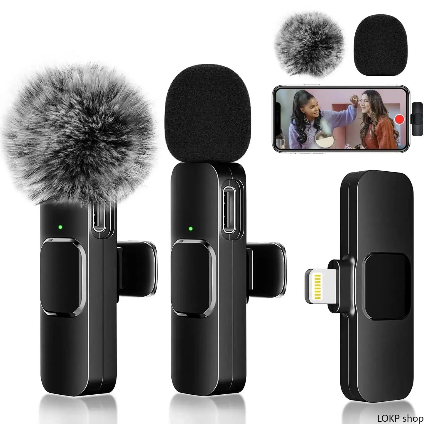Wireless Lavalier Microphone Set for iPhone, Android, and iPad - Mini Clip-On Microphones with Exceptional Sound Quality for Recording, Live Streaming, and Vlogging