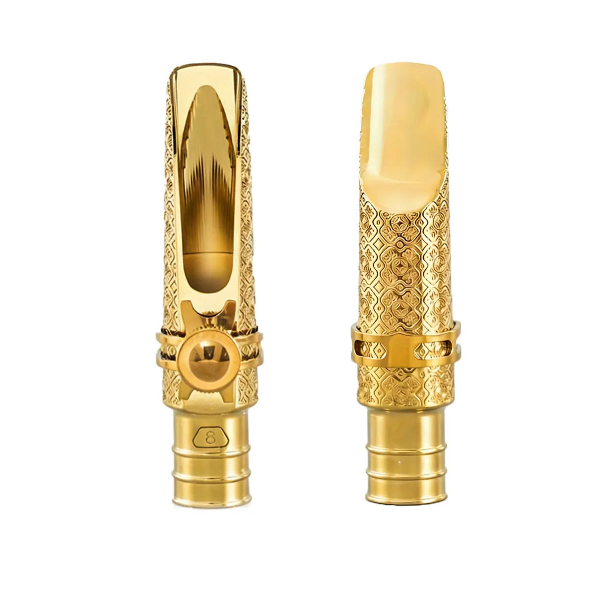 Metal Jazz Tenor Saxophone Mouthpiece -Music Accessories, Warm Deep Vibrant Tone, Intricately Carved Patterns Cover the Entire Body， Ideal for Beginners in Concert Band, Jazz Band and Marching Band