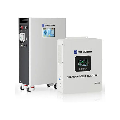 ECO-WORTHY Powermega 48V 314Ah Lifepo4 Battery and 5Kw Solar Inverter Energy Storage System with Active Balancing BMS, Bluetooth Monitoring, and Communication Capabilities for Home Backup and Emergency Use