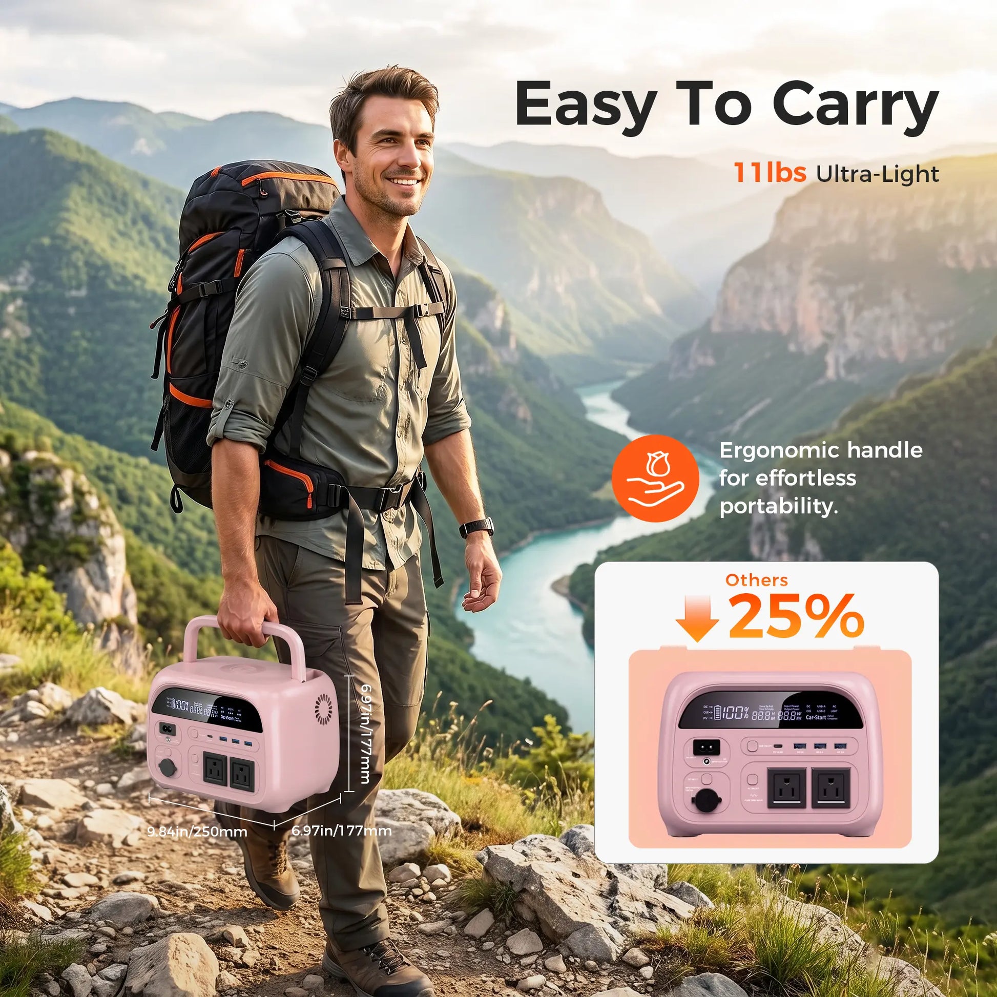 [Summerfinds]Ctolity AP400 Soft Pink 500W 346Wh Portable Power Station Solar Generator - Fast-Charging Backup Battery for Home Emergencies, Camping, Phone Power Needs