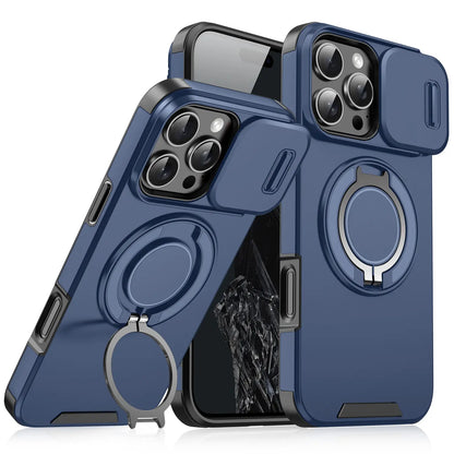 Iphone Case and Data Cable for Iphone 17 16 15 14 13 12 with Slide Camera Lens Protection Cover,360 Rotating Ring Kickstand Holder Military Grade Shockproof Protective Phone Cover