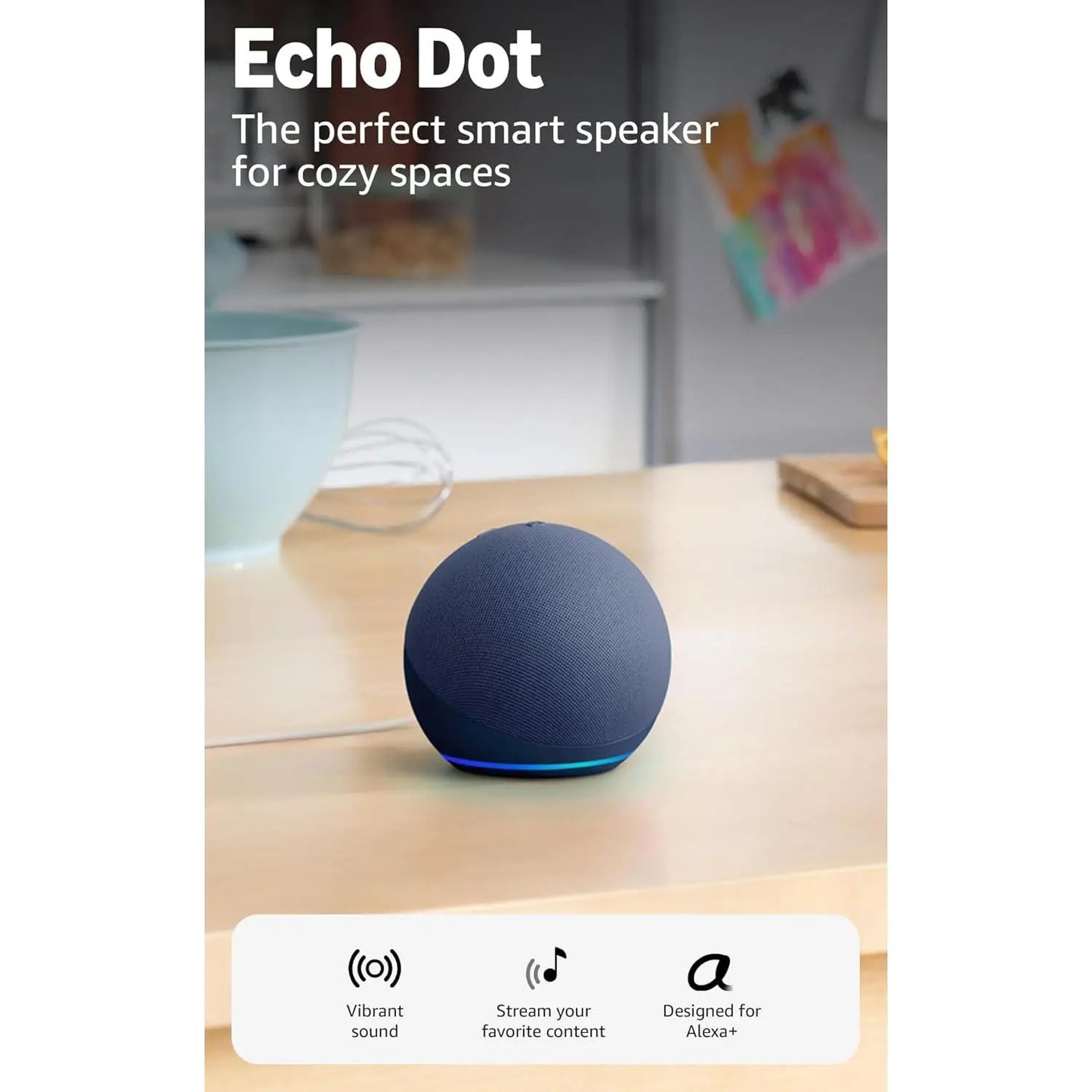 Amazon Echo Dot (Newest Model) - Vibrant Sounding Speaker, Designed for Alexa+, Great for Bedrooms, Dining Rooms and Offices, Charcoal Bluetooth
