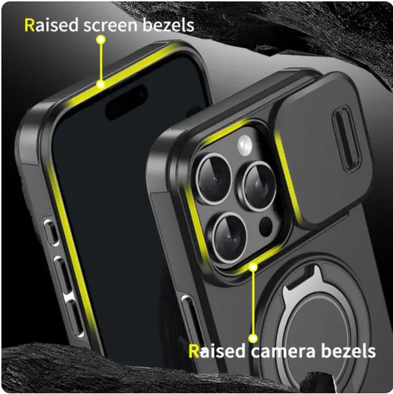 Iphone Case and Data Cable for Iphone 17 16 15 14 13 12 with Slide Camera Lens Protection Cover,360 Rotating Ring Kickstand Holder Military Grade Shockproof Protective Phone Cover