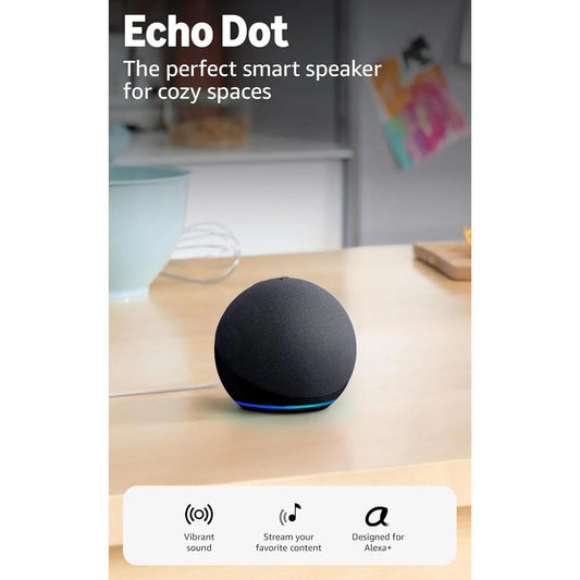 Amazon Echo Dot (Newest Model) - Vibrant Sounding Speaker, Designed for Alexa+, Great for Bedrooms, Dining Rooms and Offices, Charcoal Bluetooth