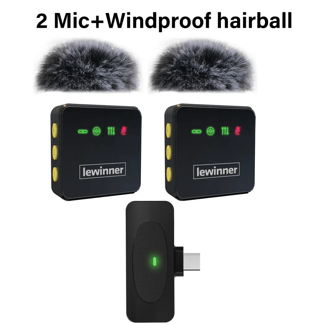 Mother'S Day Sale Lewinner Professional Noise-Canceling Wireless Reverb Lavalier Microphone, 4-Person Interconnect, for Smartphones, Tablets, and Laptops, with Ios/Type-C Interface, Rechargeable Outdoorfun Audio