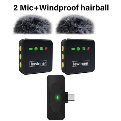 Mother'S Day Sale Lewinner Professional Noise-Canceling Wireless Reverb Lavalier Microphone, 4-Person Interconnect, for Smartphones, Tablets, and Laptops, with Ios/Type-C Interface, Rechargeable Outdoorfun Audio