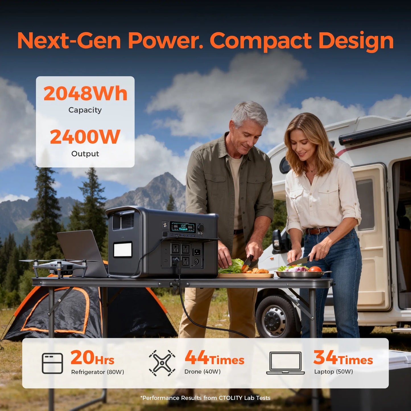 [Summerfinds]Ctolity AP2000 2600W 2048Wh Solar Generator | Long-Lasting Lifepo4 Portable Solar Power Station Supports 11+ Devices for Camping, RV & Outdoor