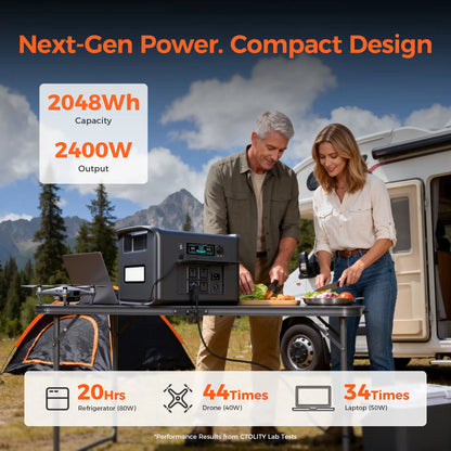 [Summerfinds]Ctolity AP2000 2600W 2048Wh Solar Generator | Long-Lasting Lifepo4 Portable Solar Power Station Supports 11+ Devices for Camping, RV & Outdoor