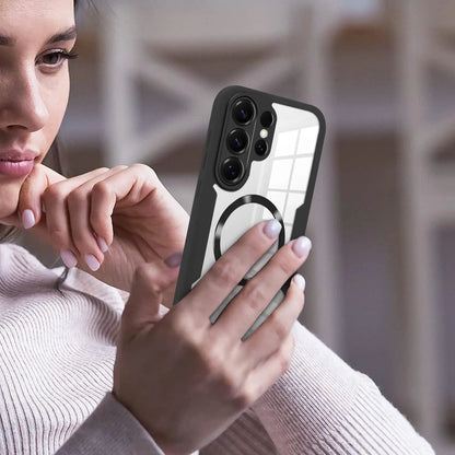 Phone Case for Samsung Galaxy S26 Ultra S25 S24 S23 S22 with Built in Screen Protector Cover and Cell Accessories Magnetic Rugged Silicone Hybrid Slim Transparent Anti-Drop Protective Cover Shockproof Bumper Women Men