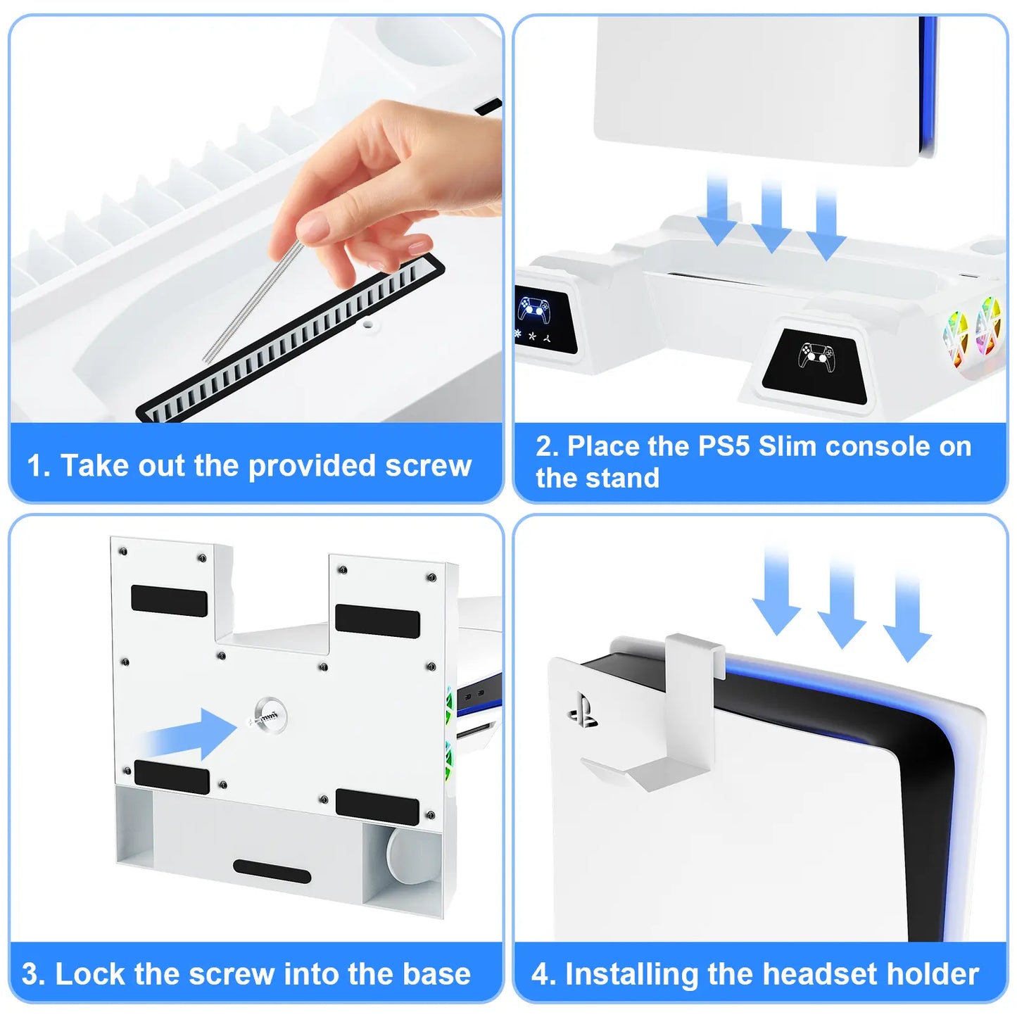 Charging Base Cooling Bracket for PS5 Controller, Vertical Stand Cooling Fan, Cooling & Charging Station for Playstation 5 Controllers, Dual Controller Charger, Gaming Items, Gaming Products, Controller Charger, Game Peripherals