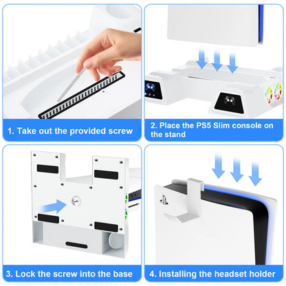 Charging Base Cooling Bracket for PS5 Controller, Vertical Stand Cooling Fan, Cooling & Charging Station for Playstation 5 Controllers, Dual Controller Charger, Gaming Items, Gaming Products, Controller Charger, Game Peripherals