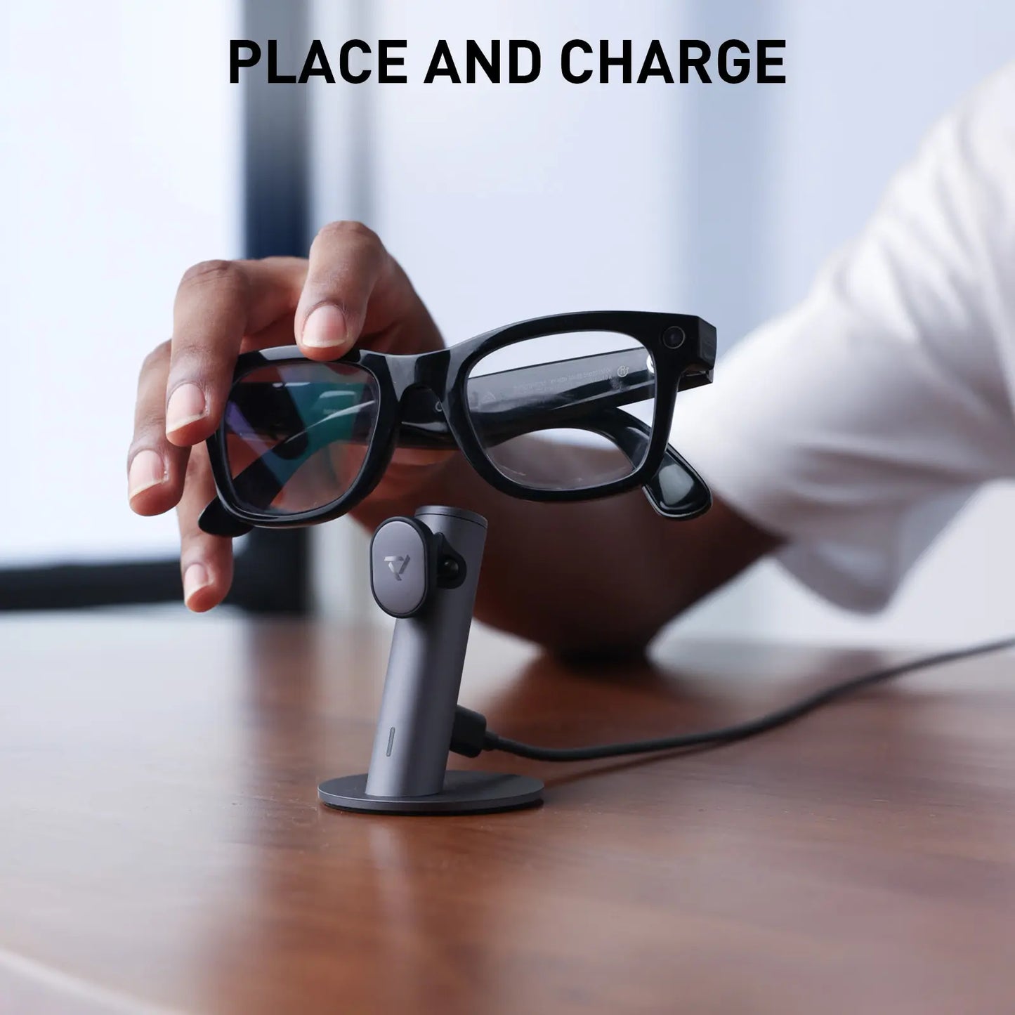 PRISMXR Ray-Ban Meta Aluminium Charging Stand - Carina S1 Desk Dock with Stand Charging Cable for Ray-Ban Meta Wayfarer, Headliner & Skyler (Gen 1 & 2) | Wearable Electronic Gadgets Accessories (Glasses Not Included)