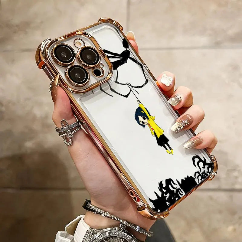 Anime C-Coraline Case for Iphone 17 Air 17 16 15 14 13 12 11 Pro Max plus Luxury Transparent Soft TPU+PC Shockproof Protective Casing Anti-Drop Full Score Impact Dispersal