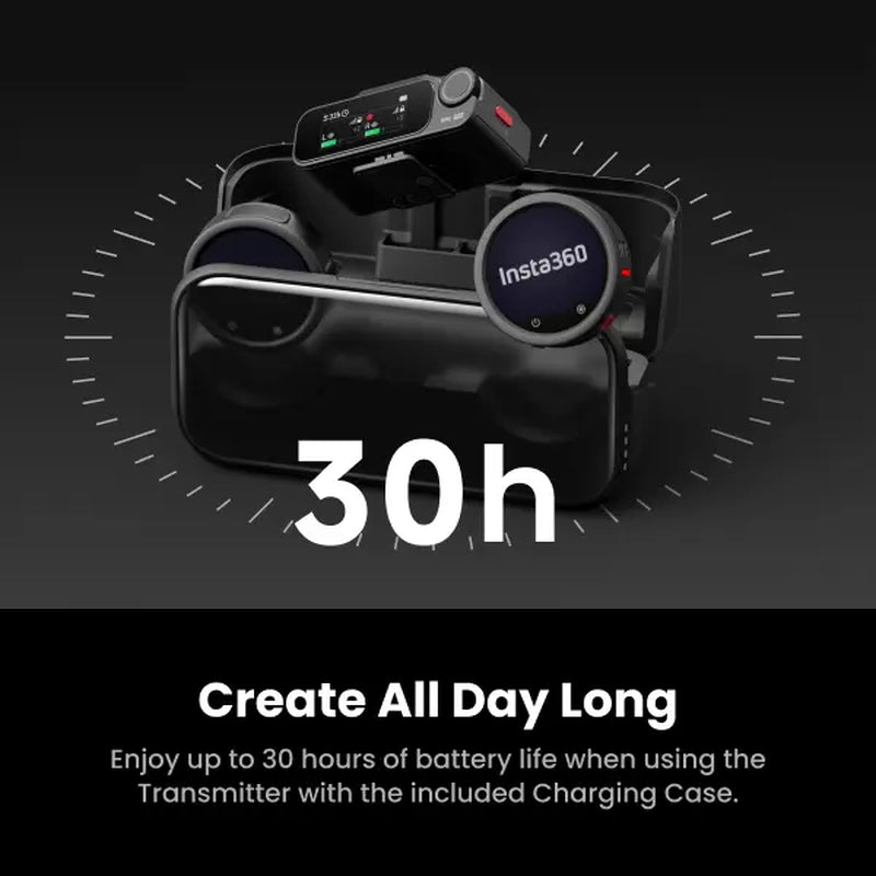 Insta360 Mic Pro, Wireless Mini Lavalier Microphone for Iphone/Camera/Android, Video Recording, Bluetooth, Customizable E-Ink Display, 3-Mic Array, Available for Lightning Device
