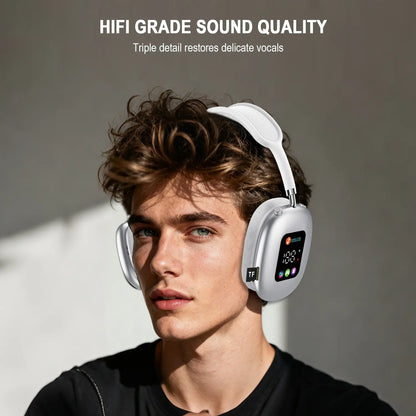 2026 New Over-Ear Headphones Bluetooth - Smart Color Screen, Digital Display, 16.0 H & above Battery Life, Equalizer Adjustment Function, Low Latency Mode, Aesthetic Audio Headset for Games, Father'S Day Gift