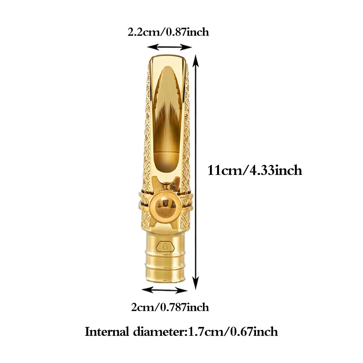 Metal Jazz Tenor Saxophone Mouthpiece -Music Accessories, Warm Deep Vibrant Tone, Intricately Carved Patterns Cover the Entire Body， Ideal for Beginners in Concert Band, Jazz Band and Marching Band