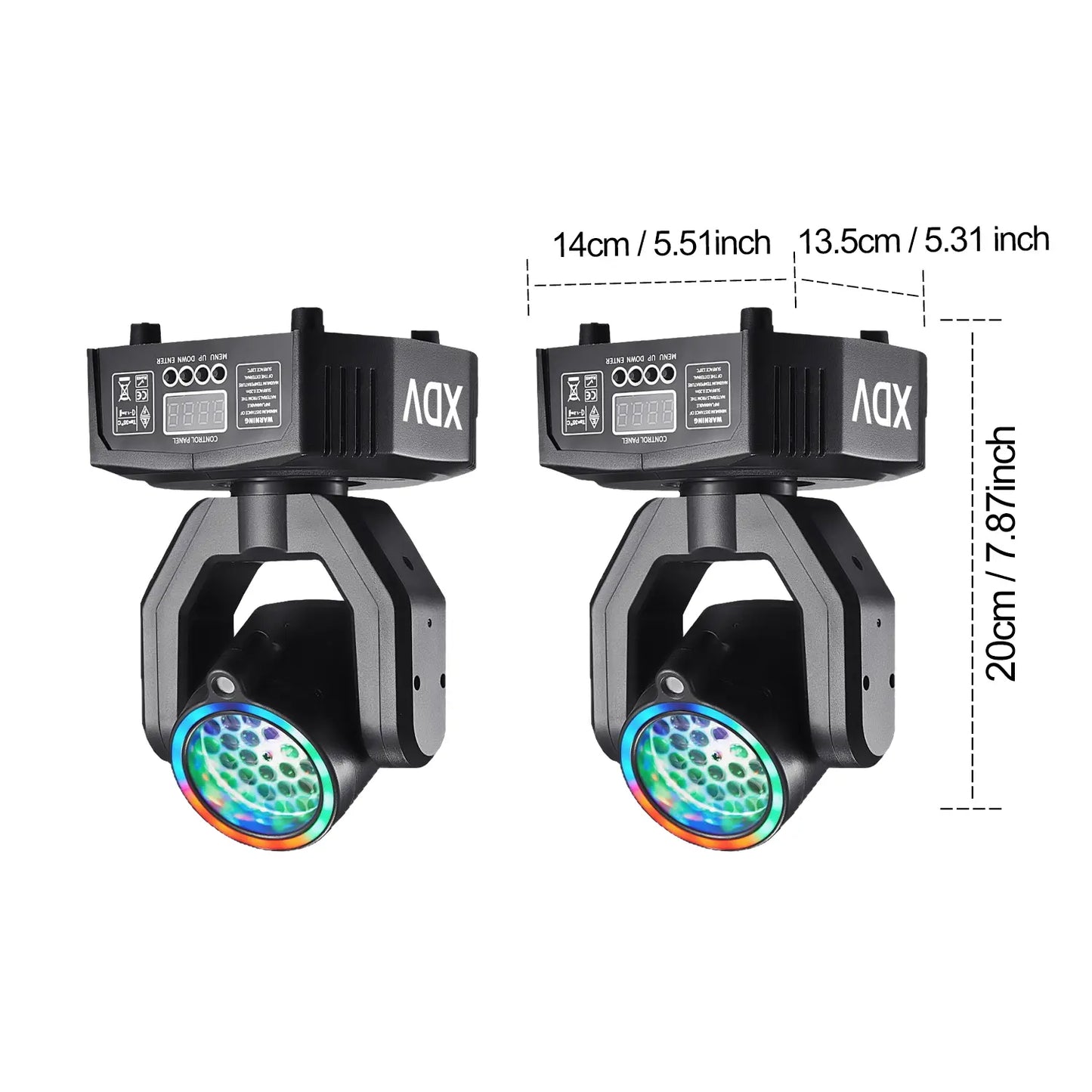 XDV 32W Mini Moving Head Light, 3-In-1 RGBW Bee Eye DJ Stage Lights with Green Laser & Halo Effect, Sound Activated DMX Control for Party Disco Wedding Ktv，Halloween Party
