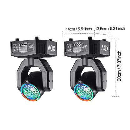 XDV 32W Mini Moving Head Light, 3-In-1 RGBW Bee Eye DJ Stage Lights with Green Laser & Halo Effect, Sound Activated DMX Control for Party Disco Wedding Ktv，Halloween Party