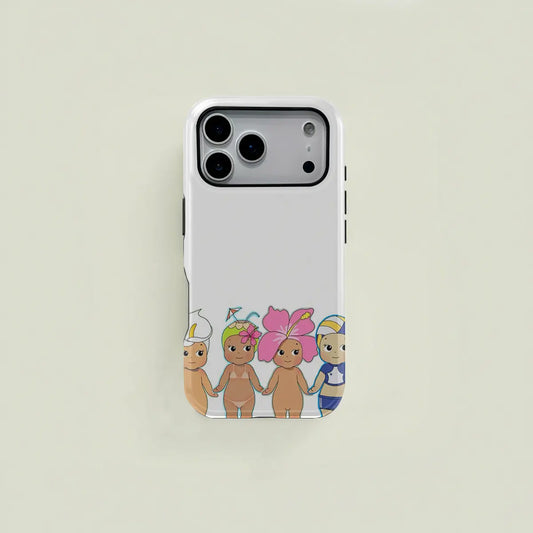 1 Pc Cartoon Flower Coconut Head Double Layer Protective Case Solid Two-In-One Protective Case for Iphone 17 16 15 Pro 14 13 12 11 Pro Max 14 plus 15 plus 16Plus 17Plus Samsung Galaxy S25 S24 S23 Ultra Series Protective Case Couple Mobile Phone Case Boyfr