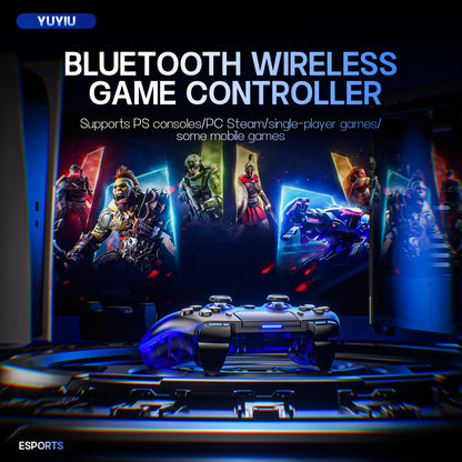 YUYIU Hall Effect Wireless Controller for PS5/PC – Programmable Macro Back Buttons, 6-Axis Gyro, Dual Vibration, Turbo, Touchpad, Bluetooth 5.0, 3.5Mm Audio & Mic