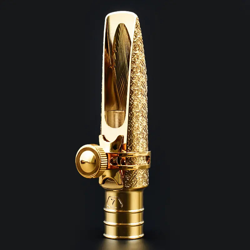 Metal Jazz Tenor Saxophone Mouthpiece -Music Accessories, Warm Deep Vibrant Tone, Intricately Carved Patterns Cover the Entire Body， Ideal for Beginners in Concert Band, Jazz Band and Marching Band