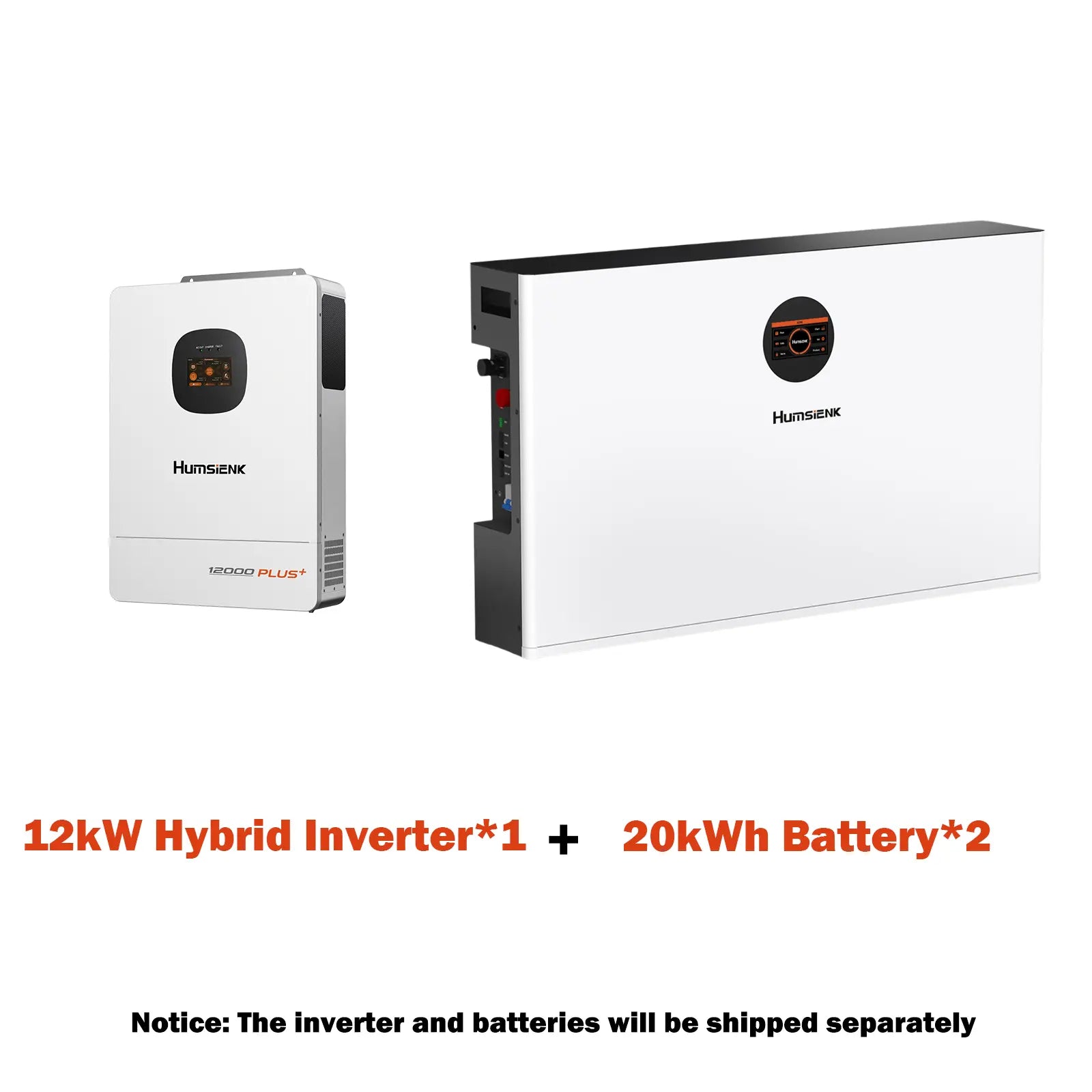 【Inverter+Battery】【Ltl】Humsienk Storm-Ready Power System Kit 48V 12Kw Hybrid Inverter + 48V 400Ah 20Kwh Battery Lifepo4 Lithium Battery with Smart BMS, Bluetooth, Active Balancing & Communication Solar System