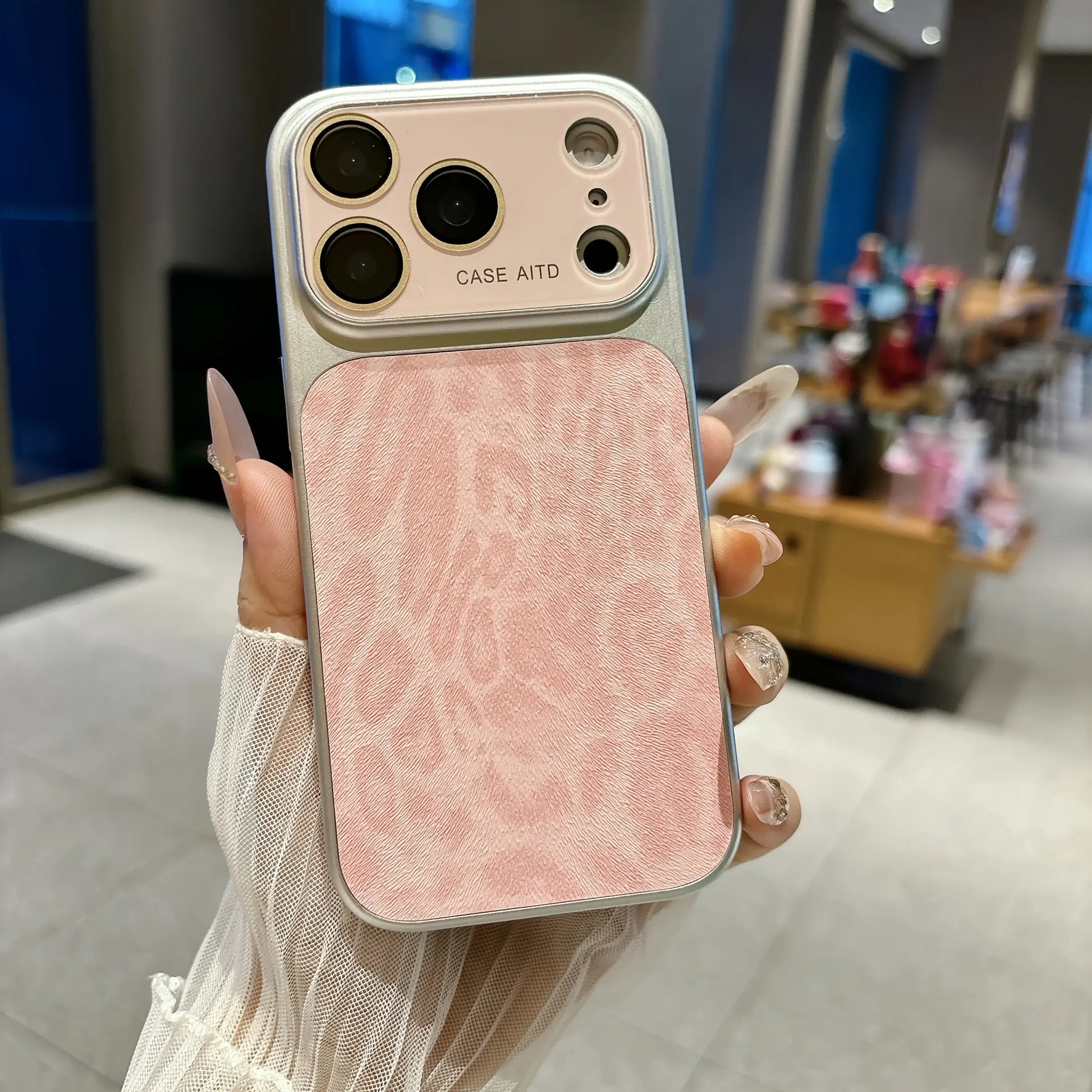 Stylish Leopard Print Phone Case with Large Window & Built-In Lens Protector, Cover for Iphone 14/15/16/17 Pro Max