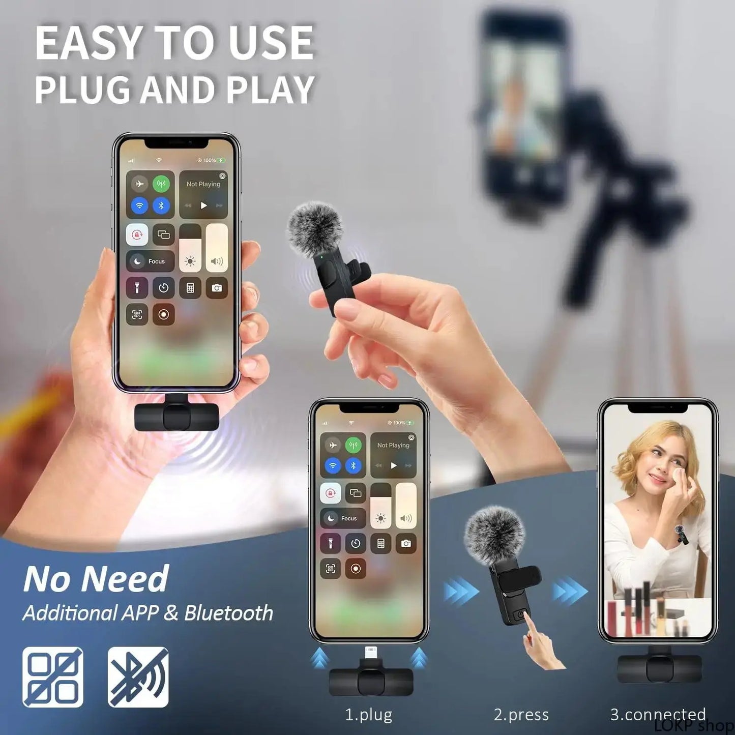 Wireless Lavalier Microphone Set for iPhone, Android, and iPad - Mini Clip-On Microphones with Exceptional Sound Quality for Recording, Live Streaming, and Vlogging
