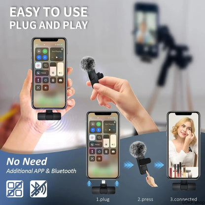 Wireless Lavalier Microphone Set for iPhone, Android, and iPad - Mini Clip-On Microphones with Exceptional Sound Quality for Recording, Live Streaming, and Vlogging