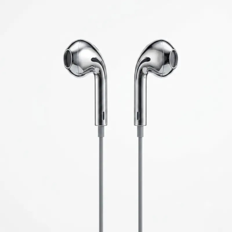 Type C Wired Earbuds with Chrome Finish, Improved Sound Quality, Functional, Y2K Trendy Portable Electronic Audio Headphones