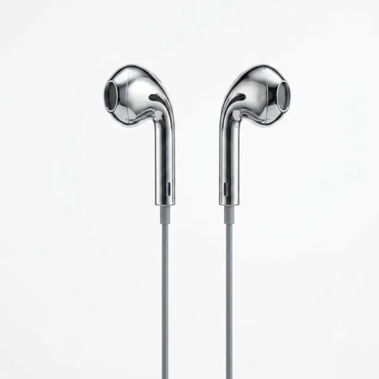 Type C Wired Earbuds with Chrome Finish, Improved Sound Quality, Functional, Y2K Trendy Portable Electronic Audio Headphones
