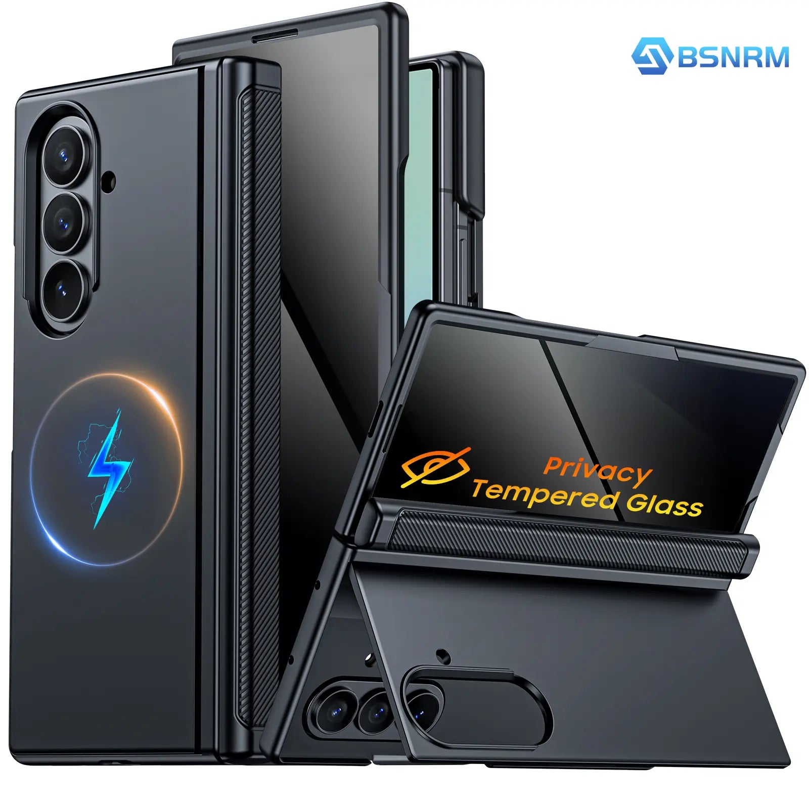 BSNRM for Samsung Galaxy Z Fold 7 Case, Privacy Screen Protector Case with Magnetic Hinge Protection, Hidden Kickstand, Slim Protective Phone Cover for Business and Movie Watching