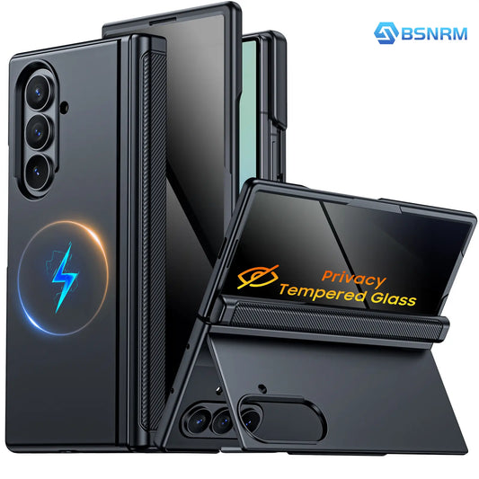 BSNRM for Samsung Galaxy Z Fold 7 Case, Privacy Screen Protector Case with Magnetic Hinge Protection, Hidden Kickstand, Slim Protective Phone Cover for Business and Movie Watching