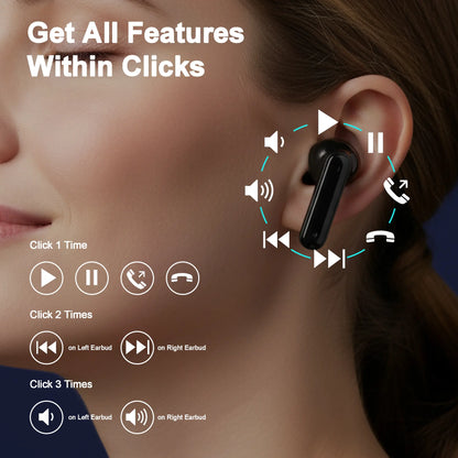 Wireless Noise-Cancelling Bluetooth Earbuds with Durable Charging Audio Accessories, Shockproof Metal Chain Hook Headset Carrying Case with Clips, Electronic Travel Essentials