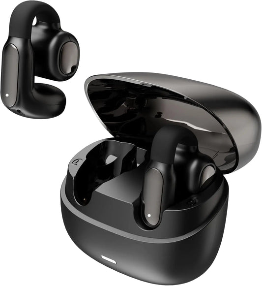 Hmusic A24 Open-Ear Headset - Bluetooth 6.0 TWS Wireless Earbud-Style Open-Ear Clip-On Earphones, AI ENC, IPX5 Water Resistant, Touch Control, Handsfree for Office, Fitness