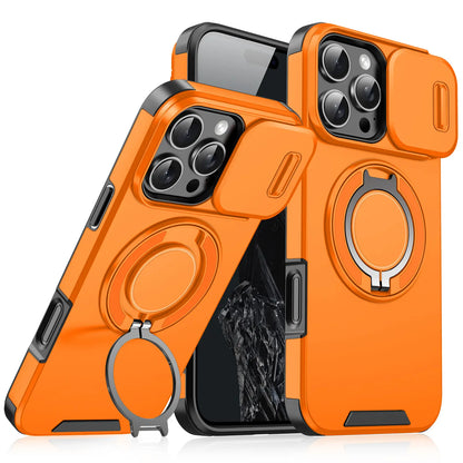 Iphone Case and Data Cable for Iphone 17 16 15 14 13 12 with Slide Camera Lens Protection Cover,360 Rotating Ring Kickstand Holder Military Grade Shockproof Protective Phone Cover