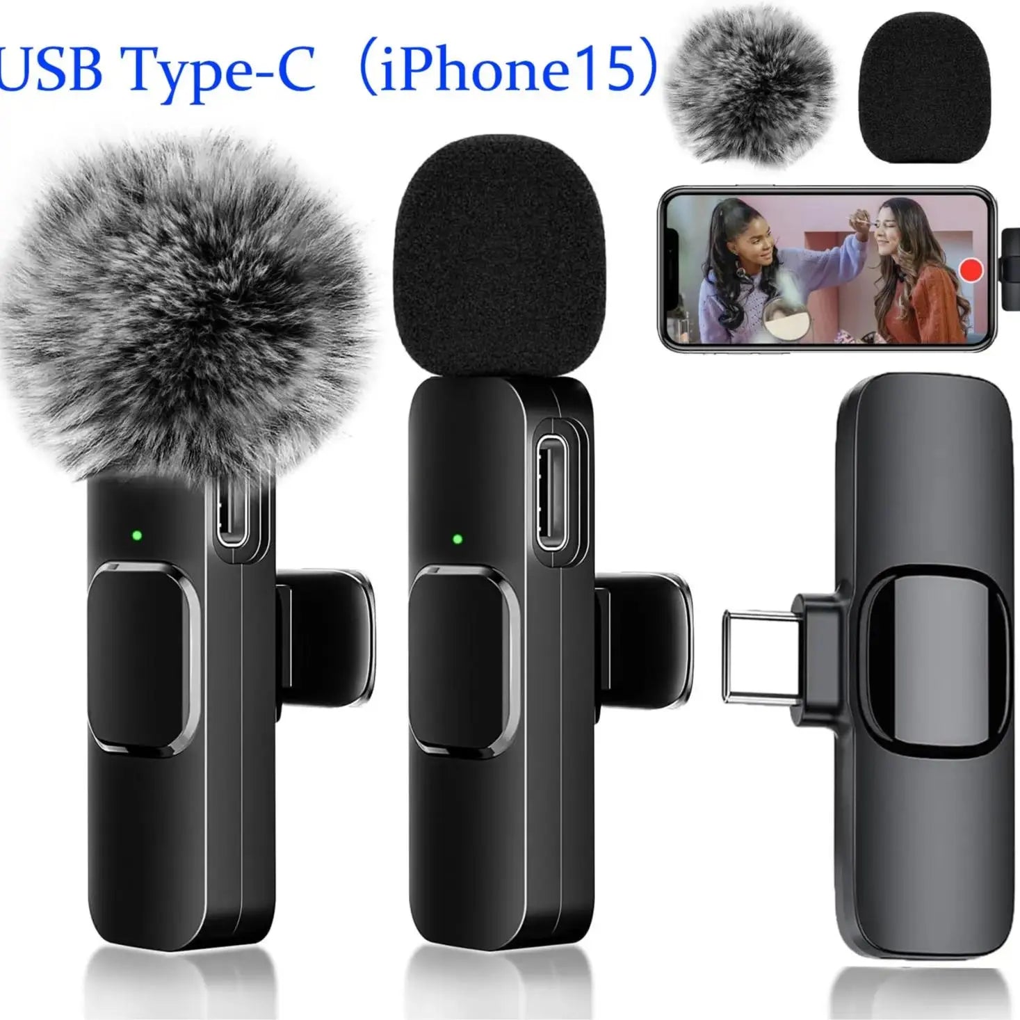 Wireless Lavalier Microphone Set for iPhone, Android, and iPad - Mini Clip-On Microphones with Exceptional Sound Quality for Recording, Live Streaming, and Vlogging