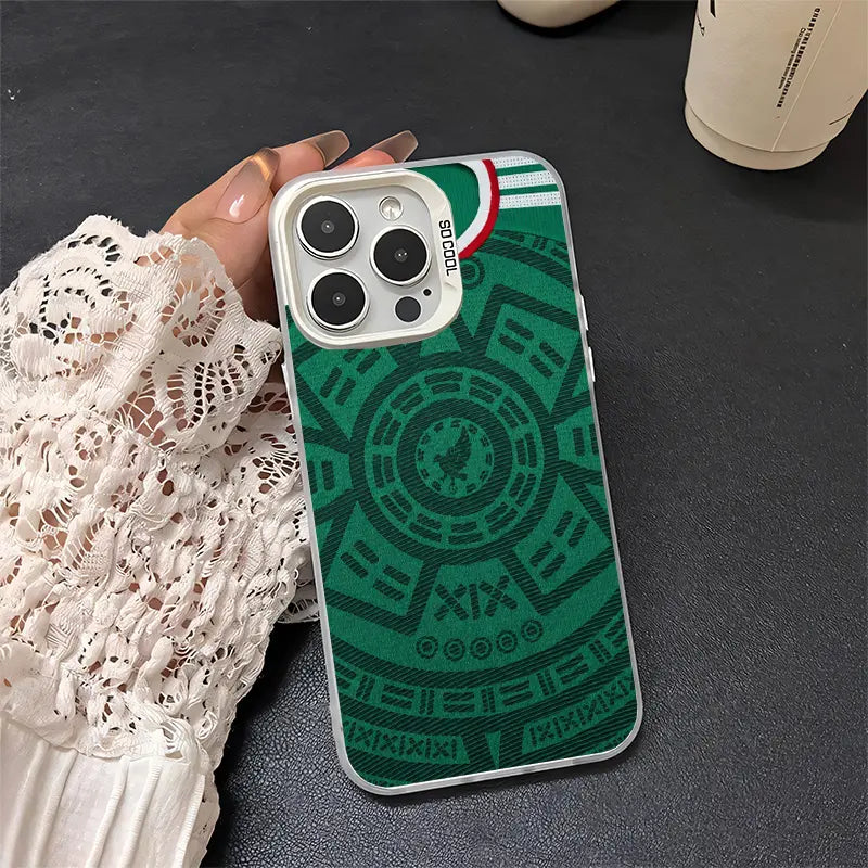 Mexico National Team Aesthetic IMD Phone Case for iPhone and Samsung Galaxy - Shockproof Luxury TPU and PC Cover in Black and Silver