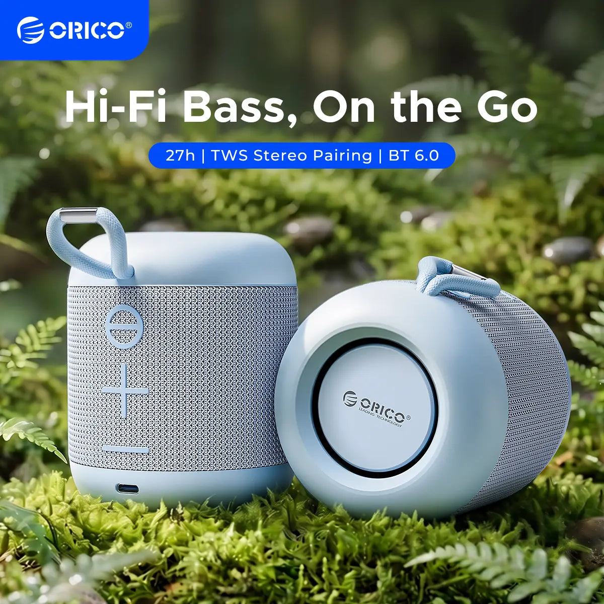 ORICO Portable Bluetooth Speaker, 27H Playtime, TWS Pairing, IPX5, Wireless, Small | Bluetooth 6.0, Hifi Sound, Wireless Speaker for Home, Outdoor, Camping and Travel - BG01