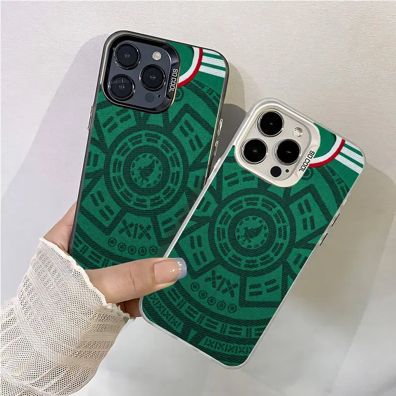 Mexico National Team Aesthetic IMD Phone Case for iPhone and Samsung Galaxy - Shockproof Luxury TPU and PC Cover in Black and Silver